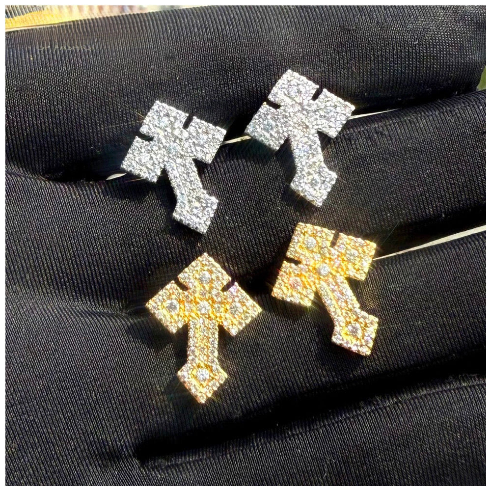 ICED OUT "CROSS V2" OHRRINGE - ICERAIN JEWELRY