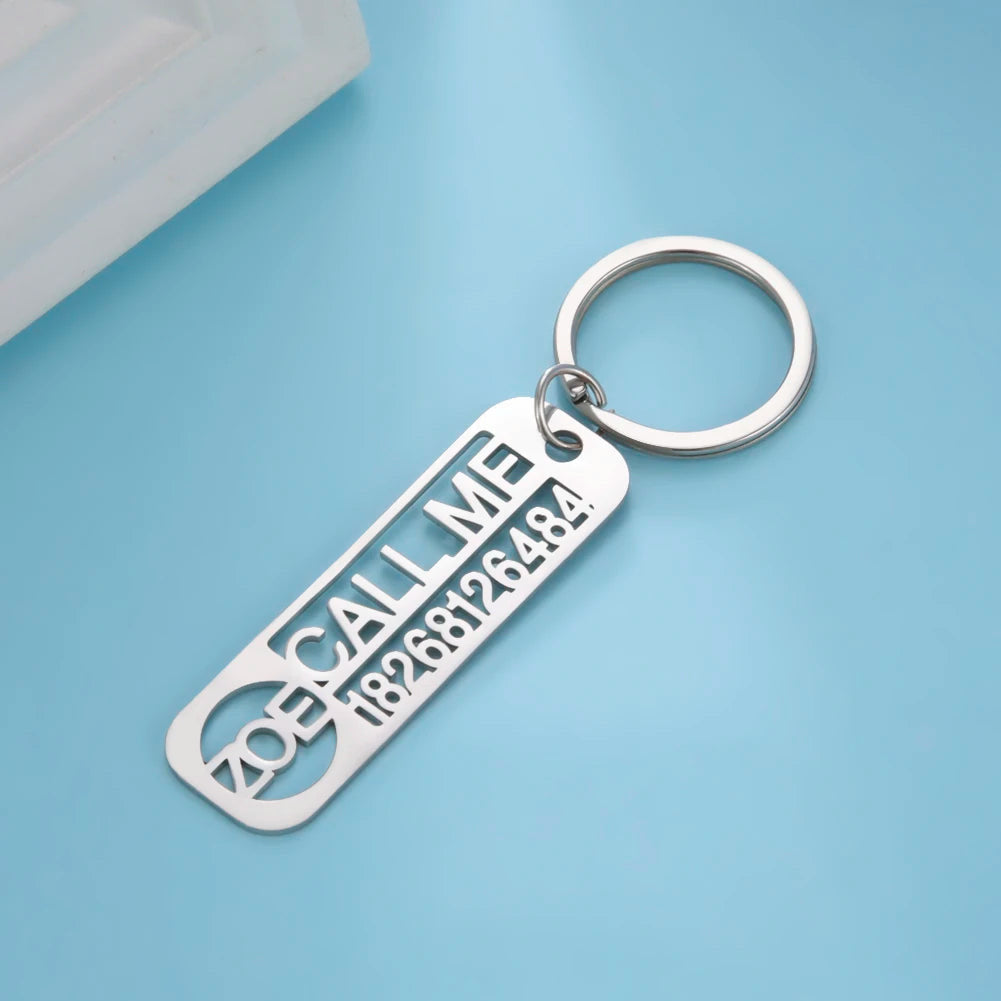 PERSONALISIERTER EDELSTAHL "CALL ME" SCHLÜSSELANHÄNGER - ICERAIN JEWELRY