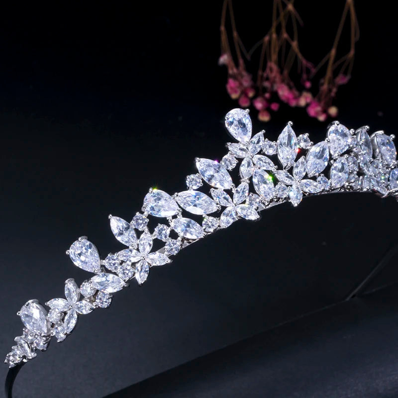 ICED OUT "FLORAL RADIANCE" DIADEM/TIARA - ICERAIN JEWELRY