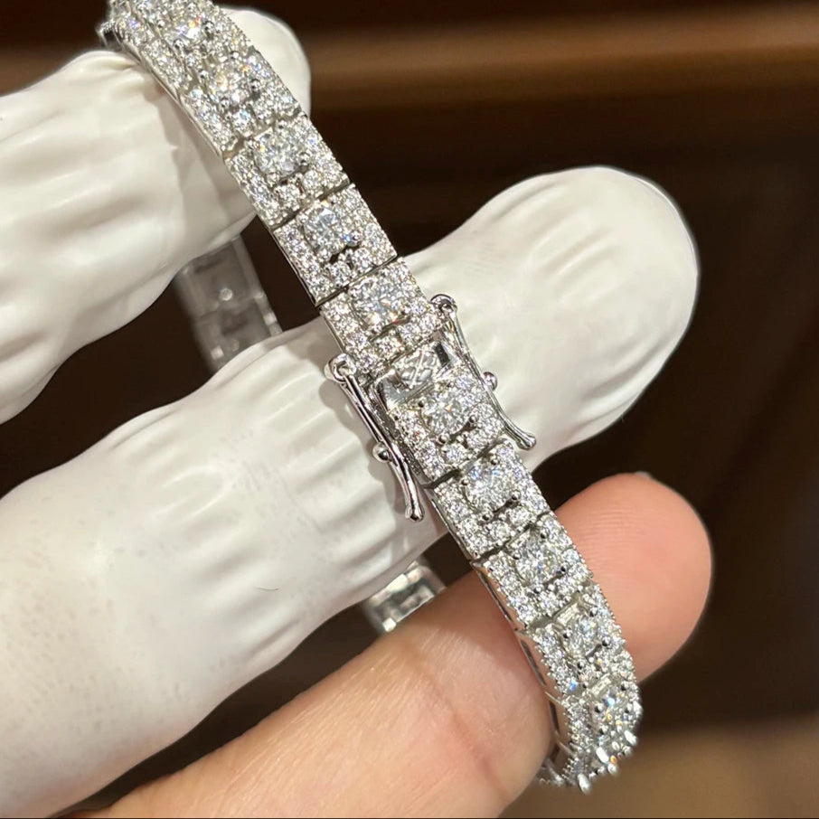 ICED OUT 3MM MOISSANITE "WETO" WEISSGOLD 925S SILVER ARMBAND - ICERAIN JEWELRY