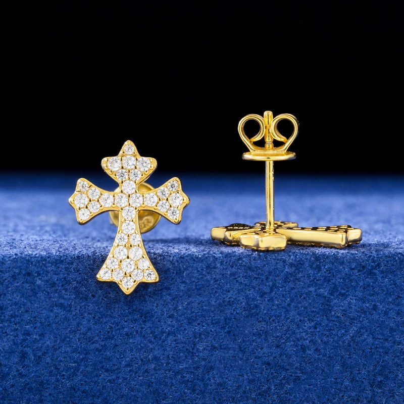 ICED OUT MOISSANITE "CROSS V4" WEISSGOLD 925S SILVER OHRRINGE - ICERAIN JEWELRY