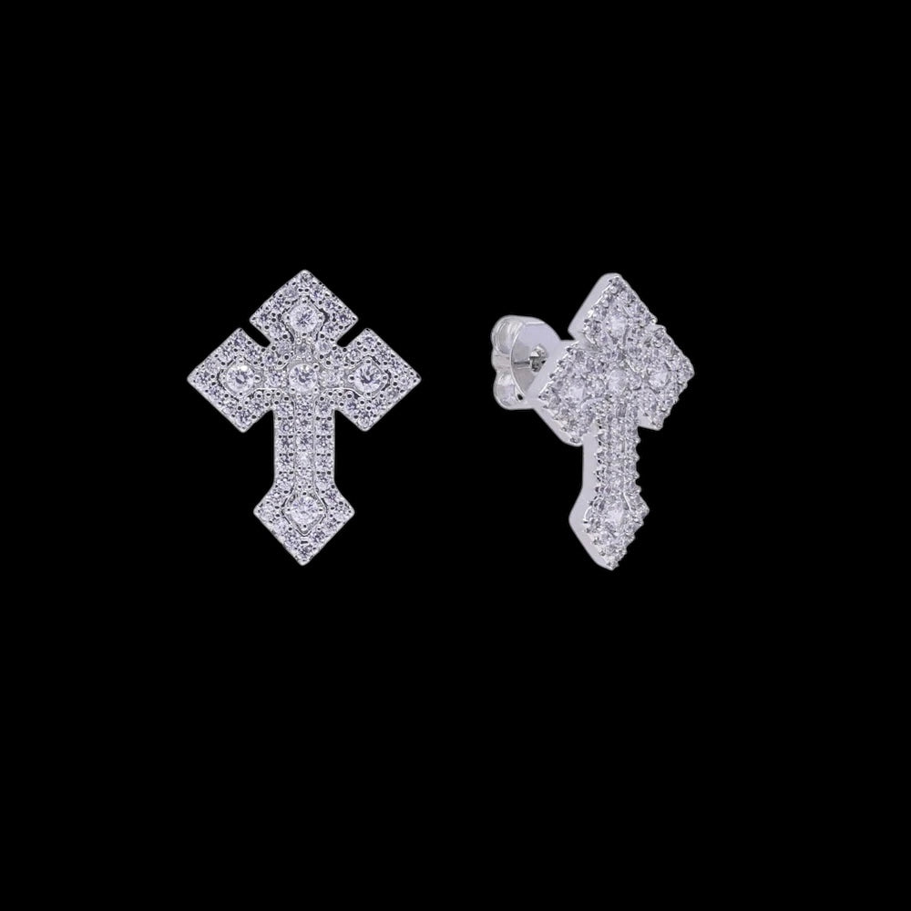 ICED OUT "CROSS V2" OHRRINGE - ICERAIN JEWELRY