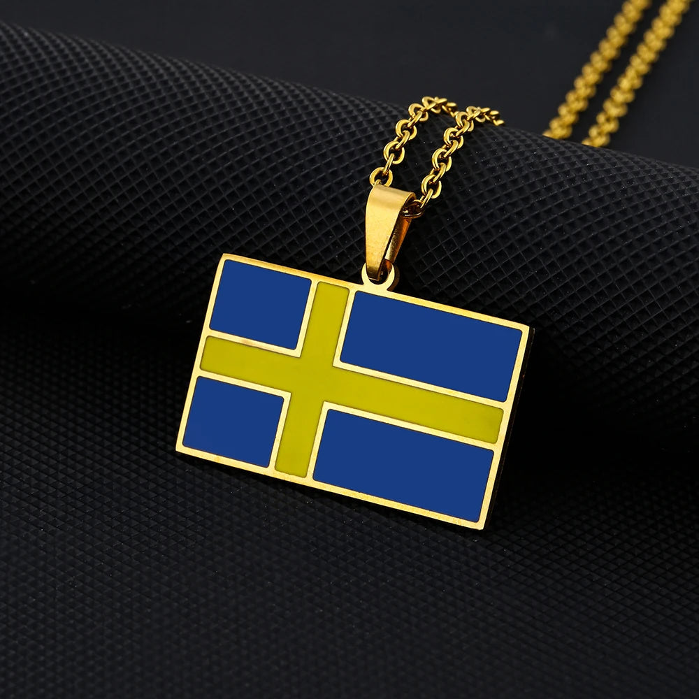 EDELSTAHL "SWEDEN FLAG" LÄNDERKETTE - ICERAIN JEWELRY