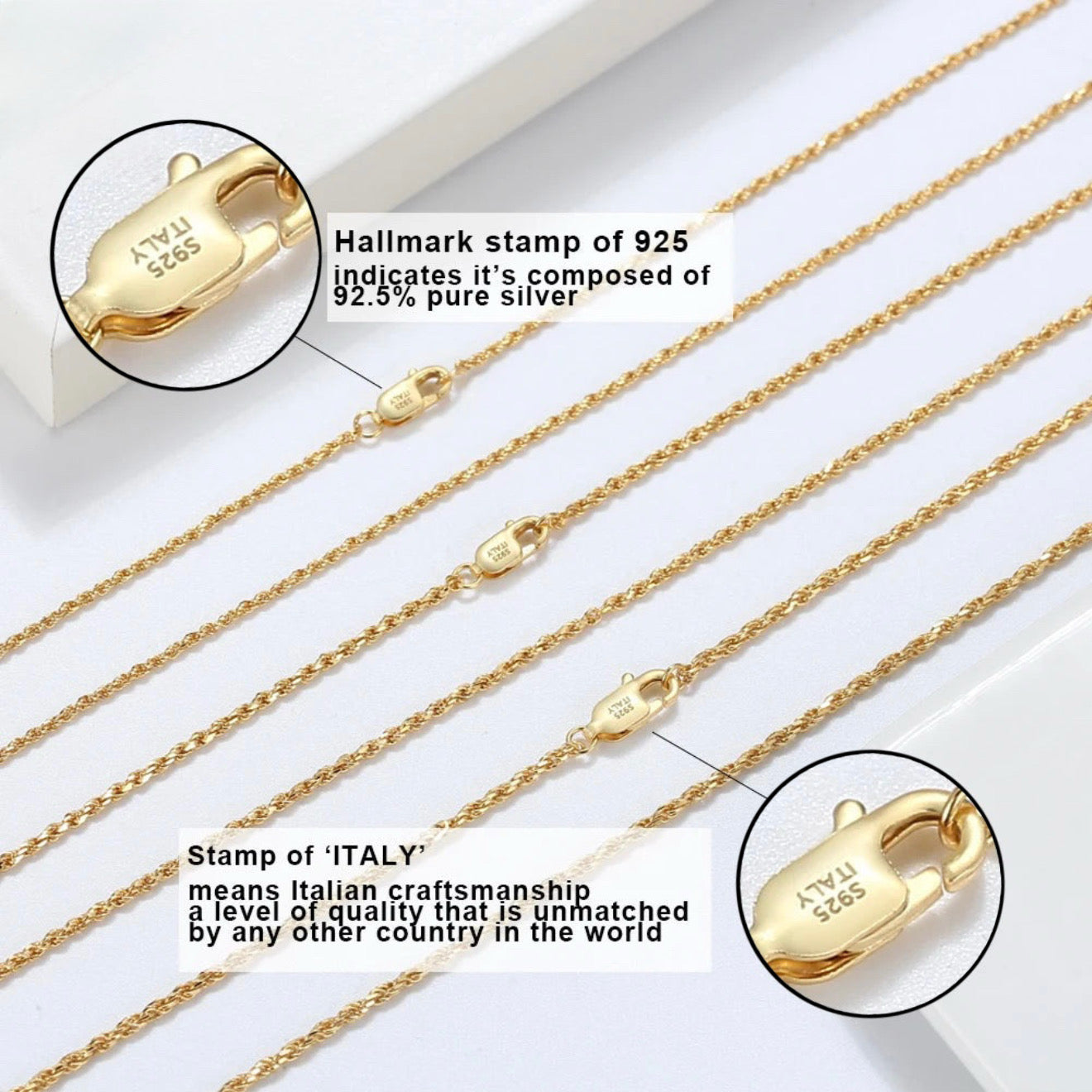 925S SILVER 18K GOLD "ROPE" KETTE - ICERAIN JEWELRY