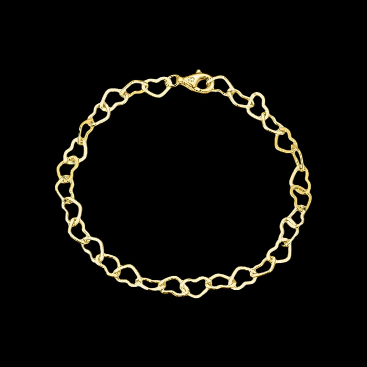 925S SILVER 14K GOLD 5MM "HEART" ARMBAND - ICERAIN JEWELRY