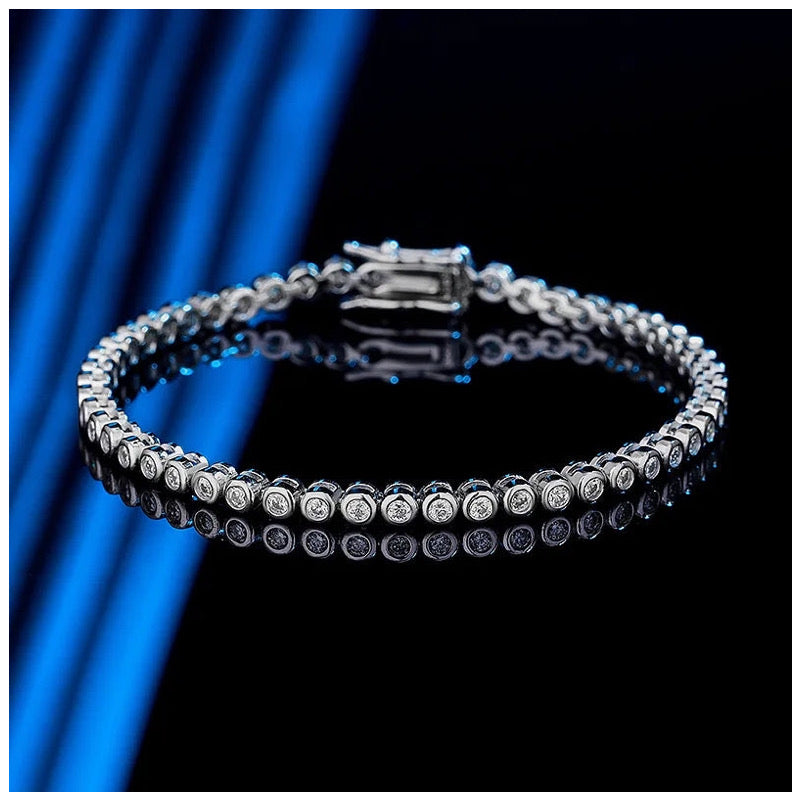 ICED OUT 2MM MOISSANITE "RONDARIO" WEISSGOLD 925S SILVER ARMBAND - ICERAIN JEWELRY