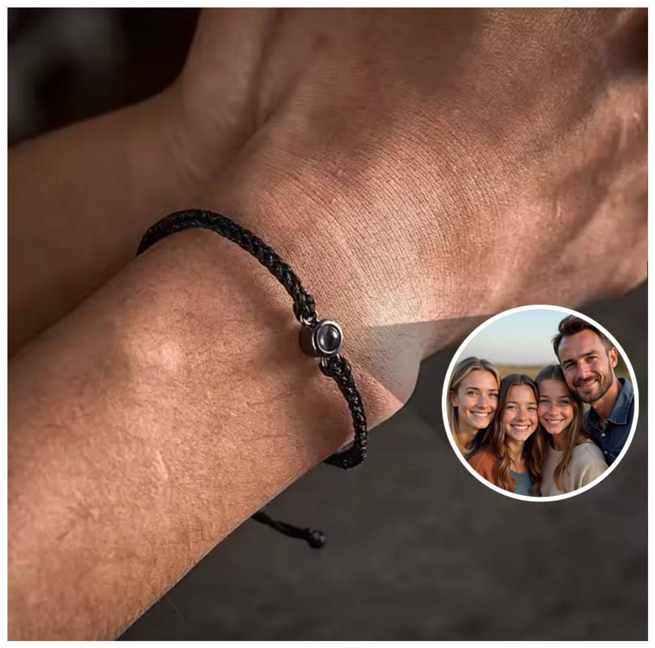 STOFF/EDELSTAHL ARMBAND MIT PERSONALISIERTEM FOTO - ICERAIN JEWELRY