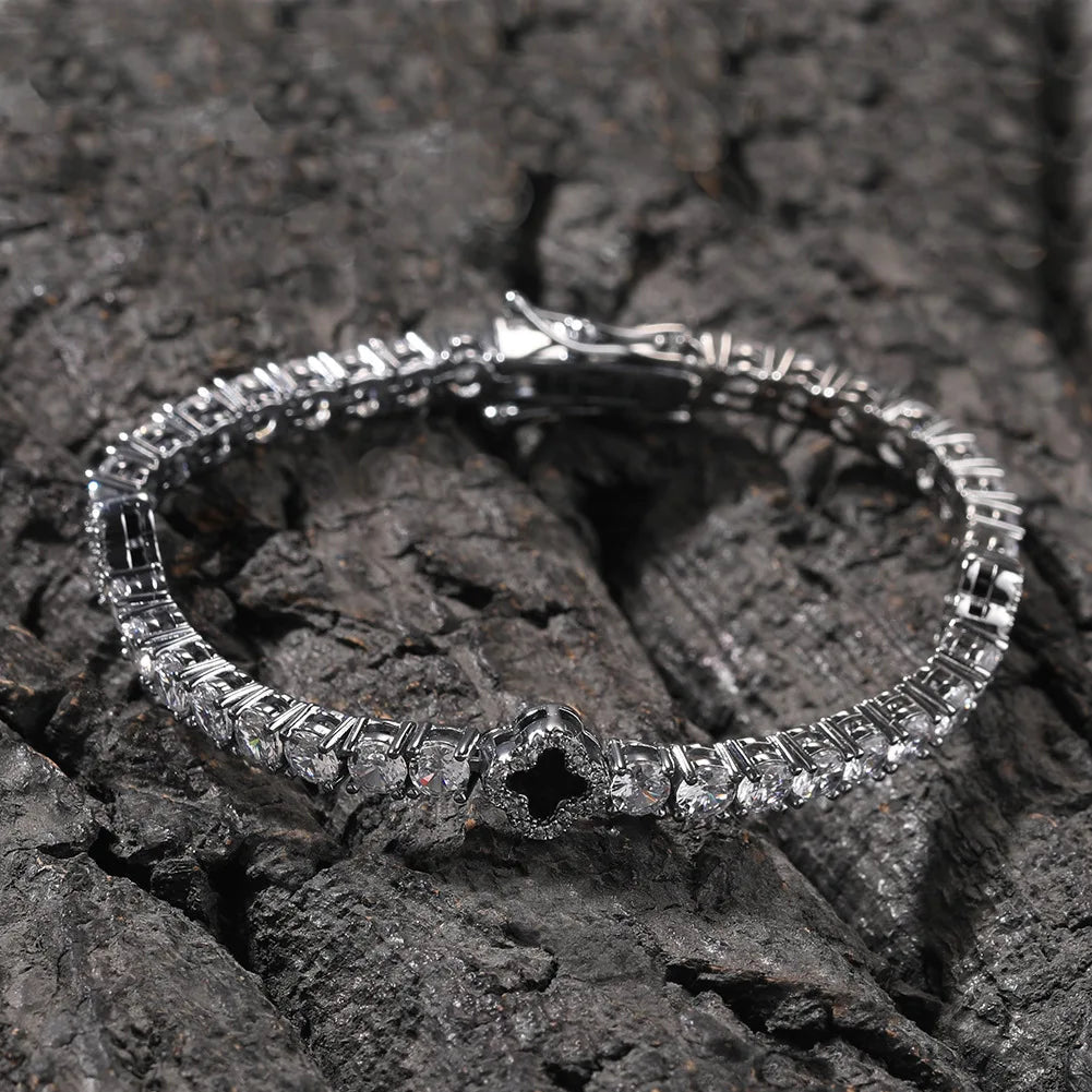 SALE | ICED OUT 23CM "BLACK CLOVER TENNIS" ARMBAND - ICERAIN JEWELRY