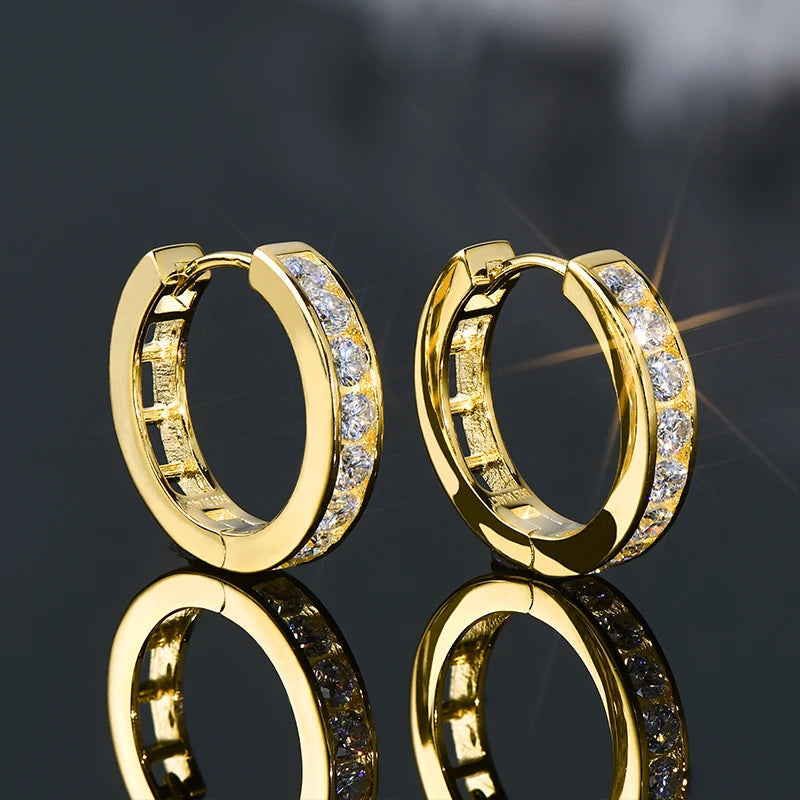 ICED OUT MOISSANITE "GOLD CREOLES" WEISSGOLD 925S SILVER OHRRINGE - ICERAIN JEWELRY