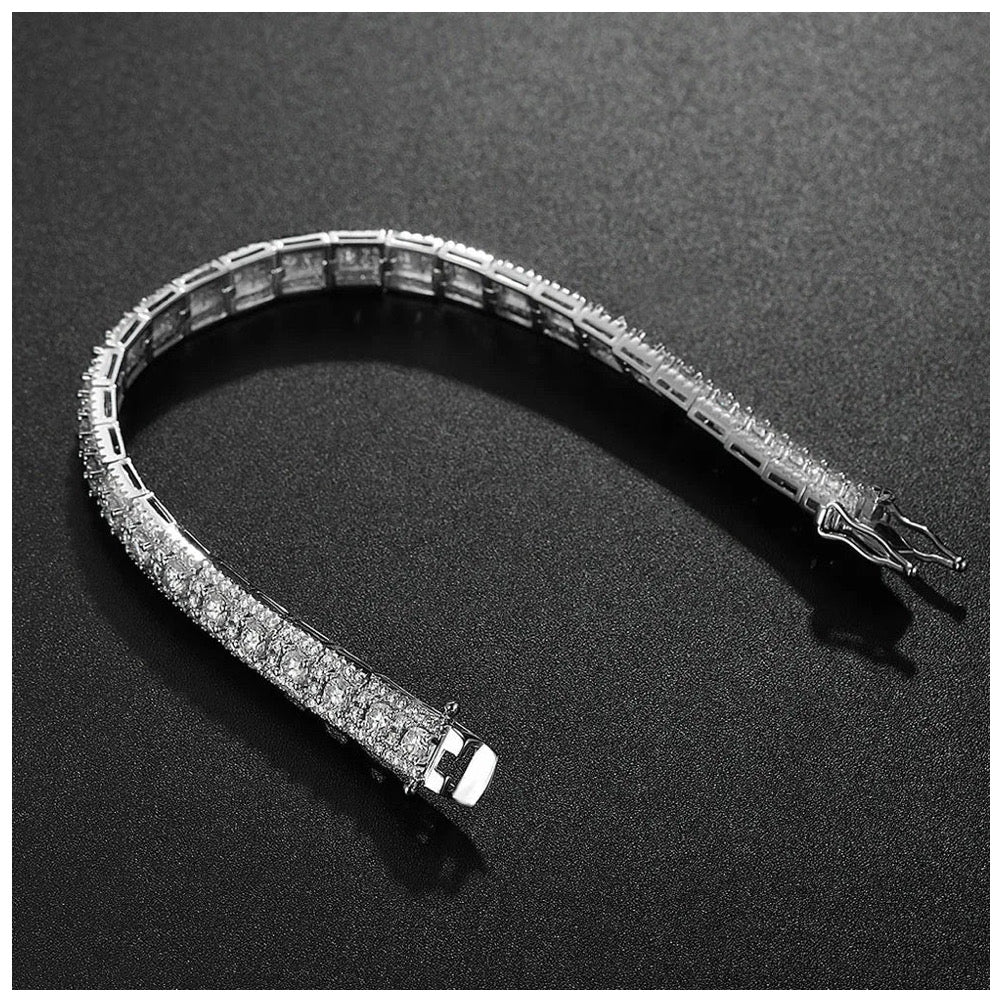 ICED OUT 3MM MOISSANITE "WETO" WEISSGOLD 925S SILVER ARMBAND - ICERAIN JEWELRY