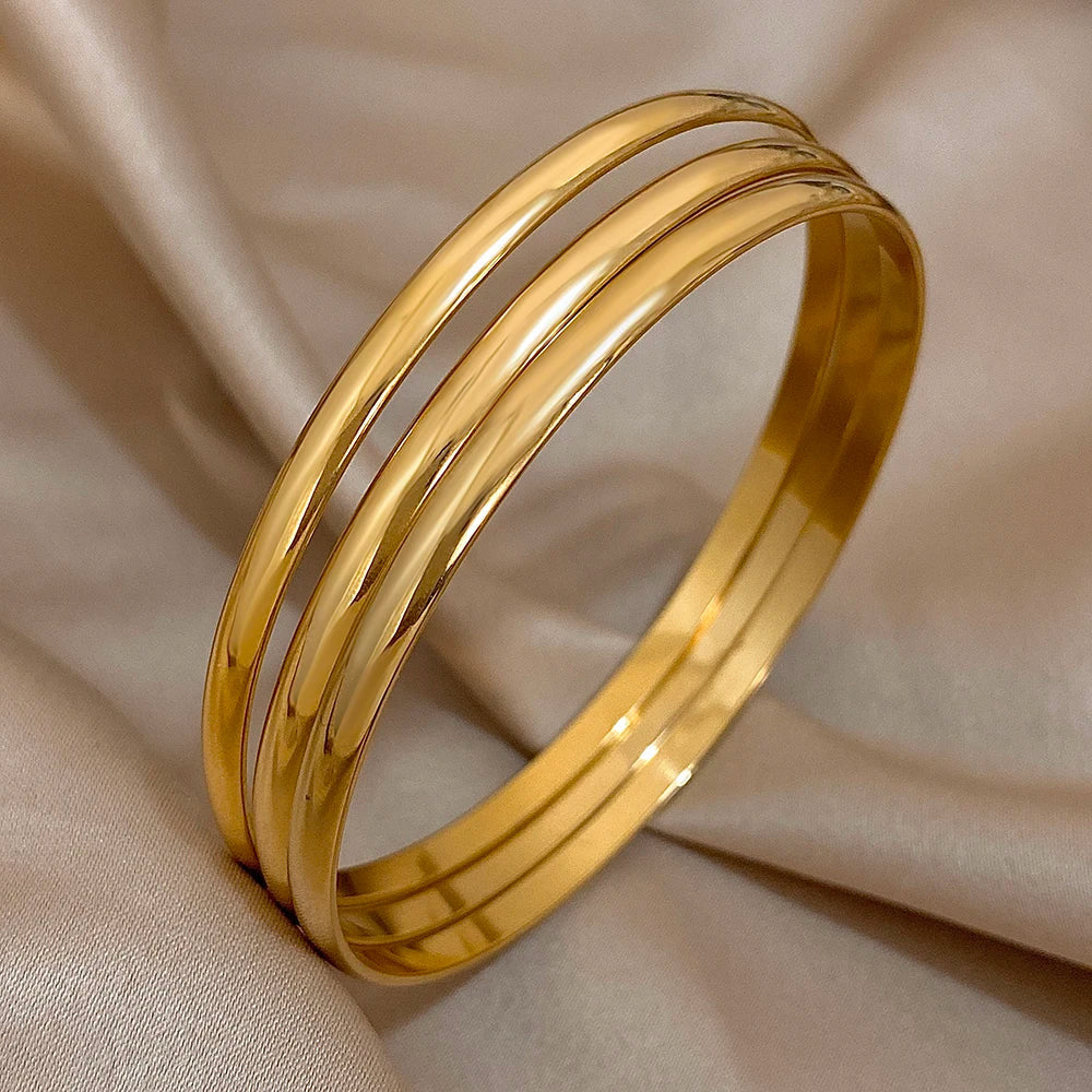 EDELSTAHL 18K GOLD "ANDRES" ARMREIF (3 STÜCK) - ICERAIN JEWELRY