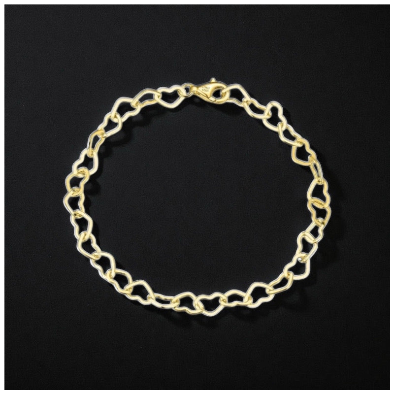 925S SILVER 14K GOLD 5MM "HEART" ARMBAND - ICERAIN JEWELRY