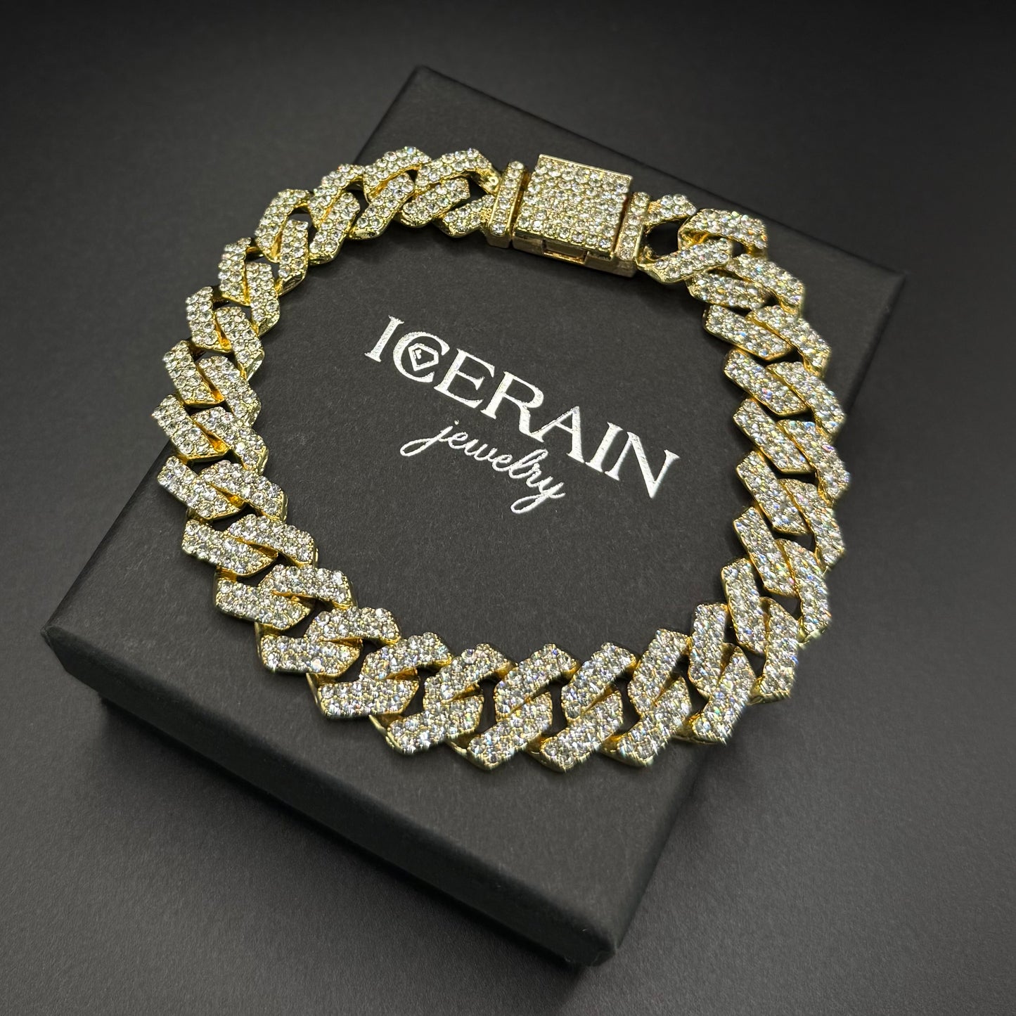 ICED OUT 14MM "GOLD PRONG CUBAN" ARMBAND - ICERAIN JEWELRY
