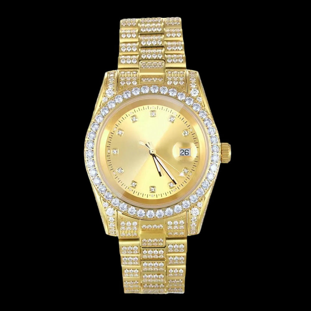 ICED OUT 40MM "COSAFIMA" 12K WEISSGOLD UHR - ICERAIN JEWELRY