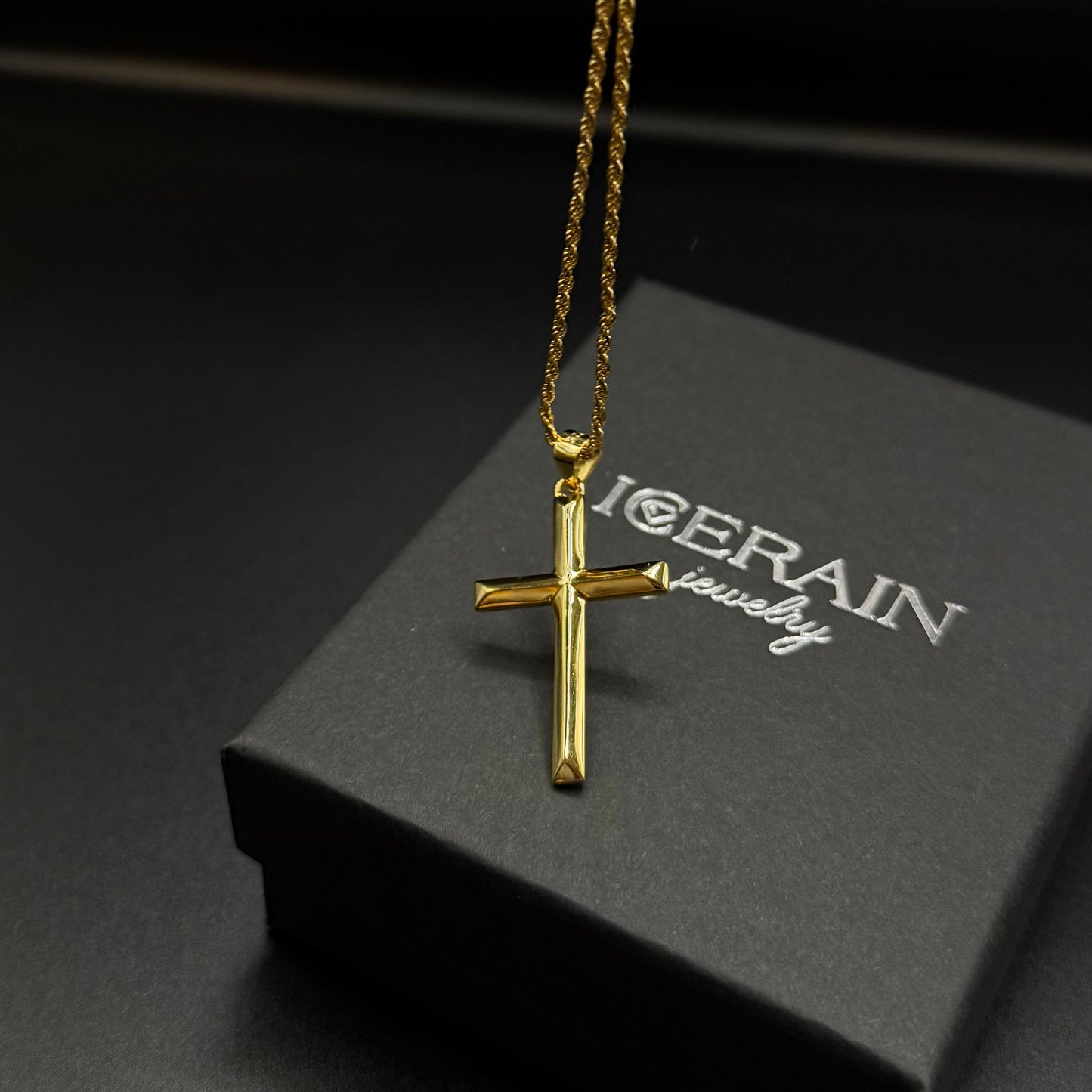 925S SILVER 14K GOLD "CROSS" KETTE - ICERAIN JEWELRY