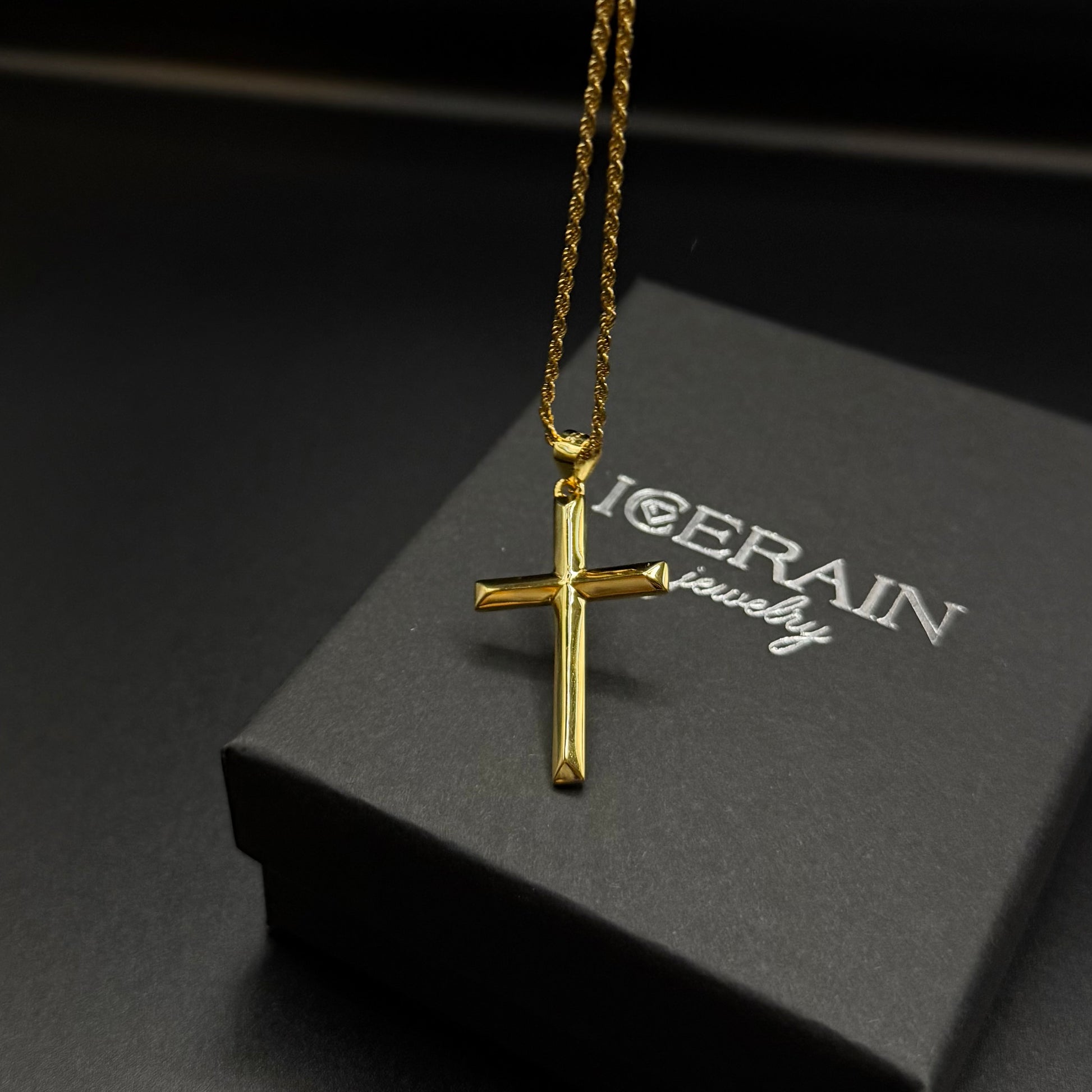925S SILVER 14K GOLD "CROSS" KETTE - ICERAIN JEWELRY