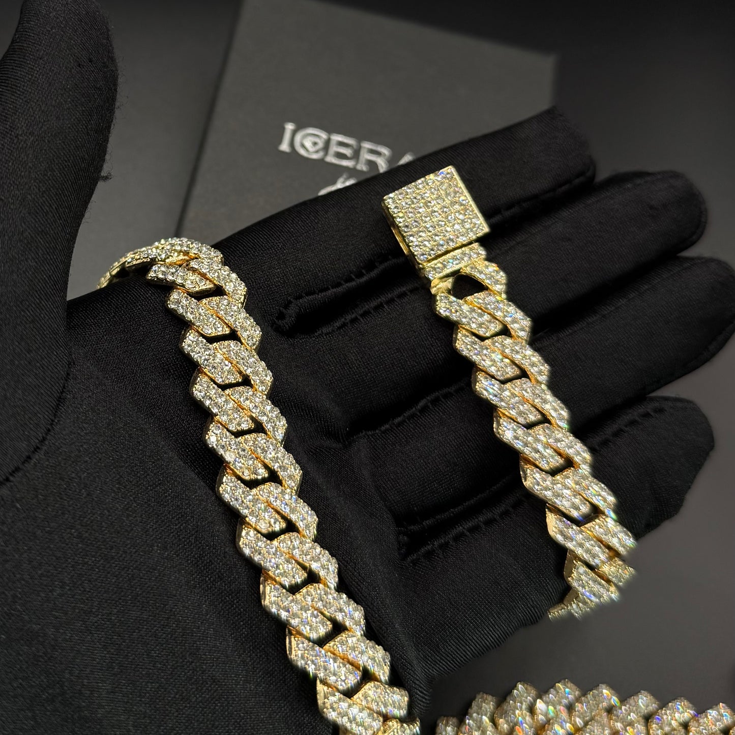ICED OUT 14MM "GOLD PRONG CUBAN" KETTE - ICERAIN JEWELRY