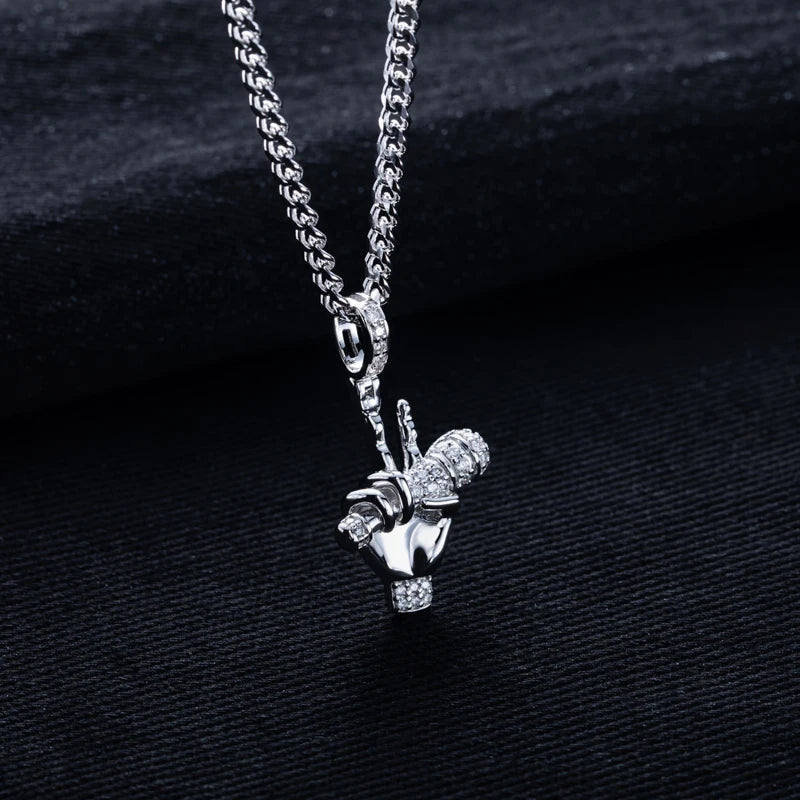 ICED OUT MOISSANITE "MIC DROP" WEISSGOLD 925S SILVER KETTE - ICERAIN JEWELRY