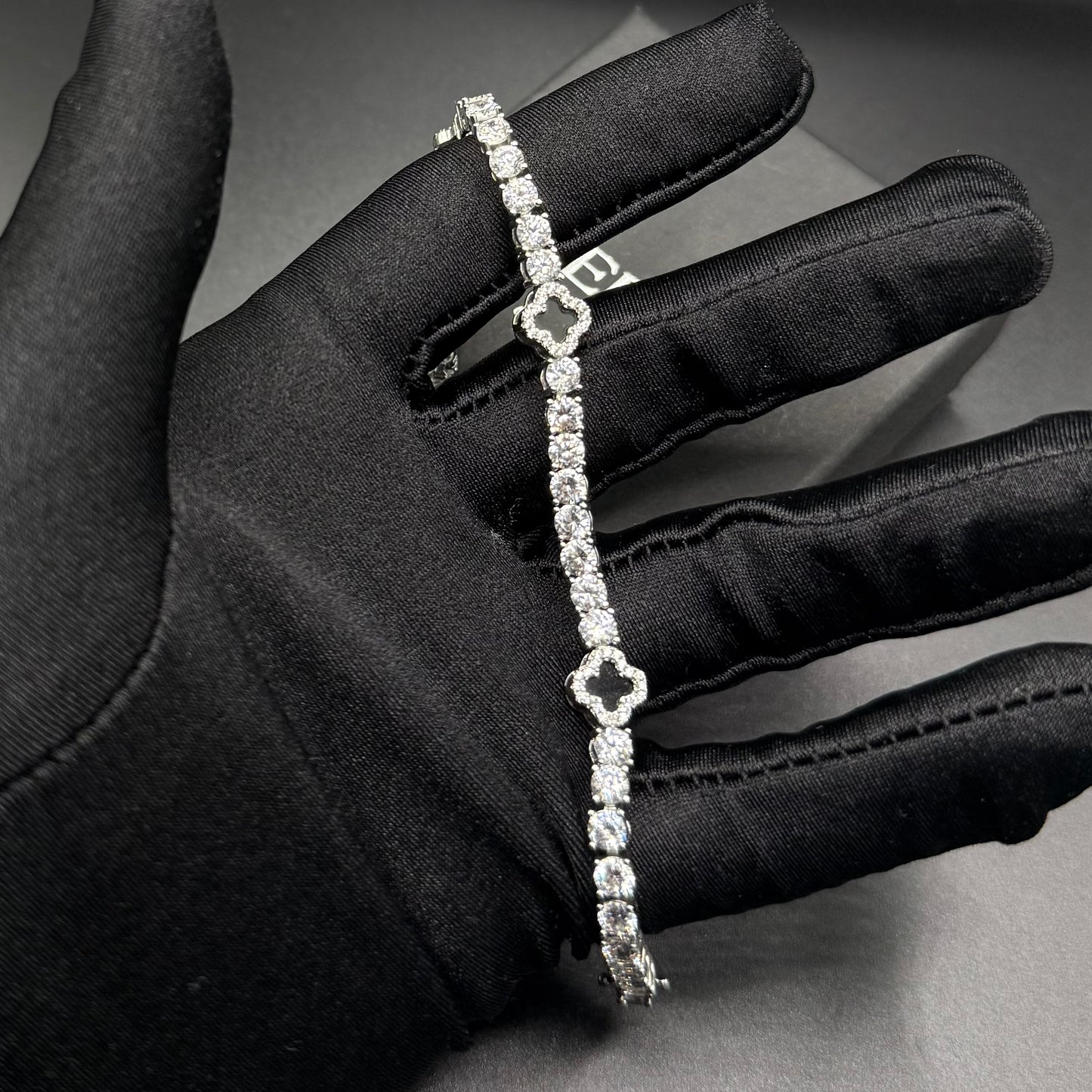 ICED OUT "BLACK CLOVER TENNIS" ARMBAND - ICERAIN JEWELRY