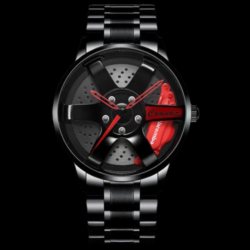 SALE | SPORT RED/EDELSTAHL "GIGILI" FELGEN UHR - ICERAIN JEWELRY