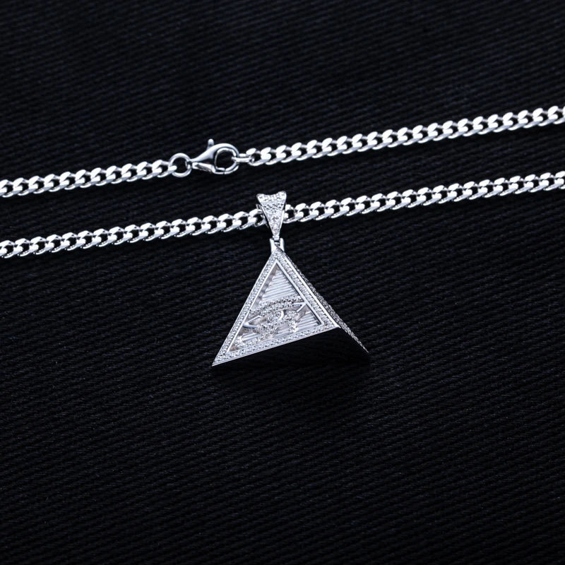 ICED OUT MOISSANITE "PYRAMID EYE" WEISSGOLD 925S SILVER KETTE - ICERAIN JEWELRY
