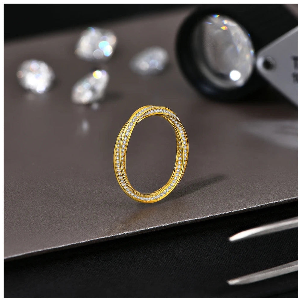 ICED OUT MOISSANITE "GOLD BANDO" WEISSGOLD 925S SILVER RING - ICERAIN JEWELRY