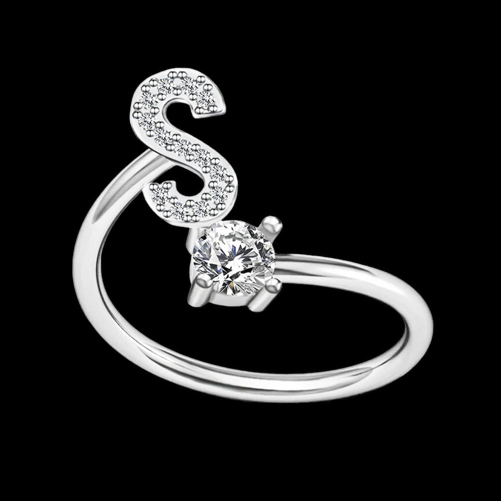 PERSONALISIERTER ICED OUT ANFANGSBUCHSTABEN "NOZZE" RING