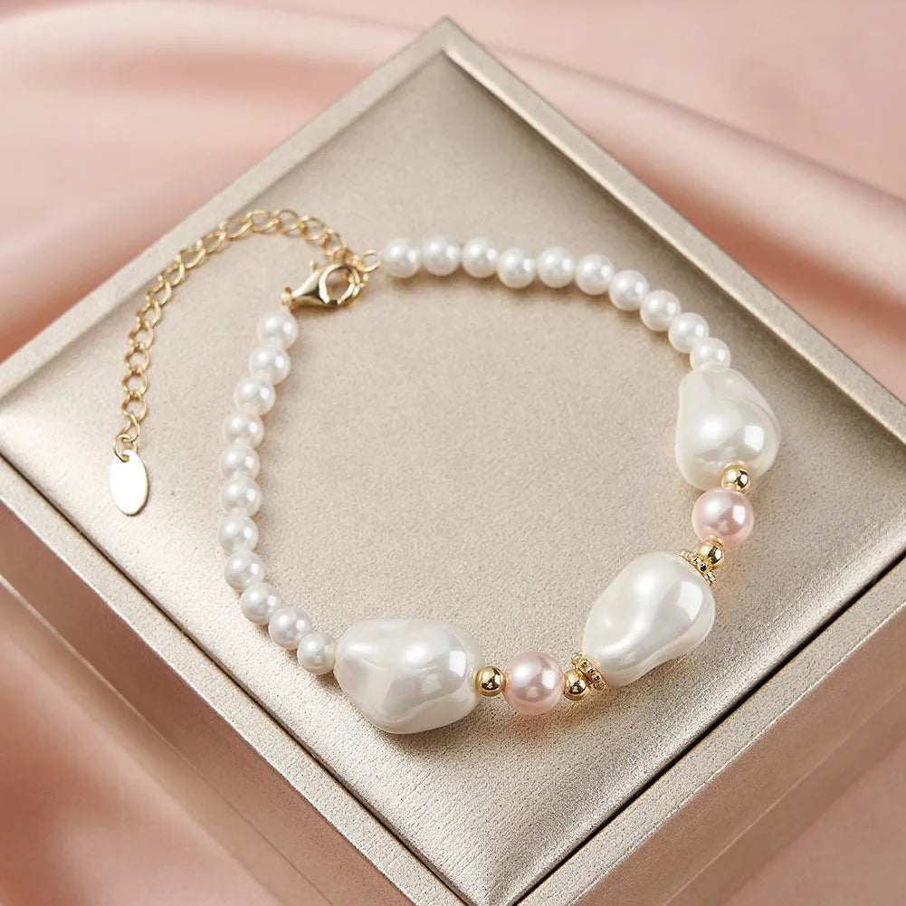 925S SILVER 14K GOLD "BAROQUE PEARL MIX" ARMBAND - ICERAIN JEWELRY