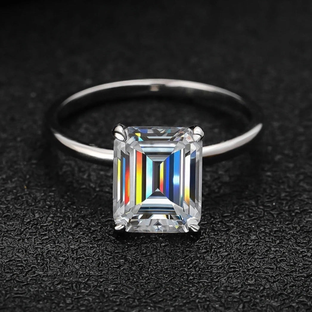 ICED OUT MOISSANITE "EMERALD" WEISSGOLD 925S SILVER RING - ICERAIN JEWELRY
