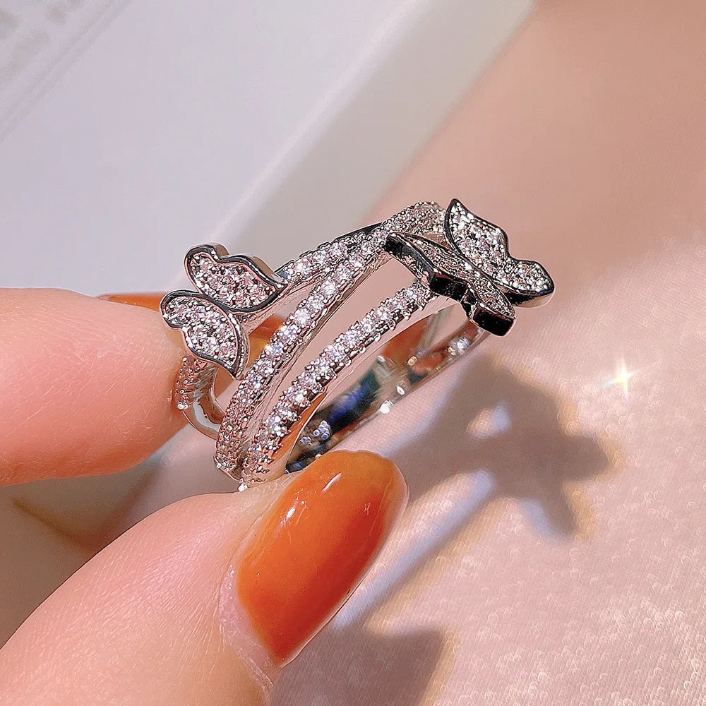 ICED OUT "DOUBLE BUTTERFLY" RING - ICERAIN JEWELRY