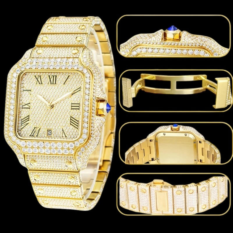 ICED OUT 40MM MOISSANITE "PIAZZA" UHR - ICERAIN JEWELRY