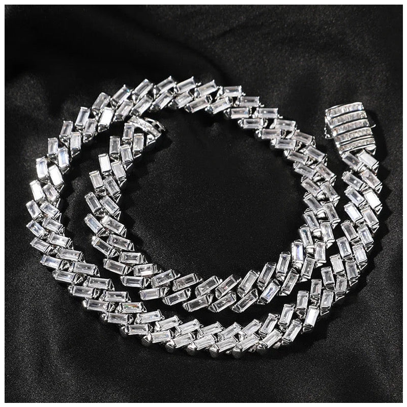 ICED OUT 12MM "SILVER PRONG CUBAN V2" KETTE - ICERAIN JEWELRY