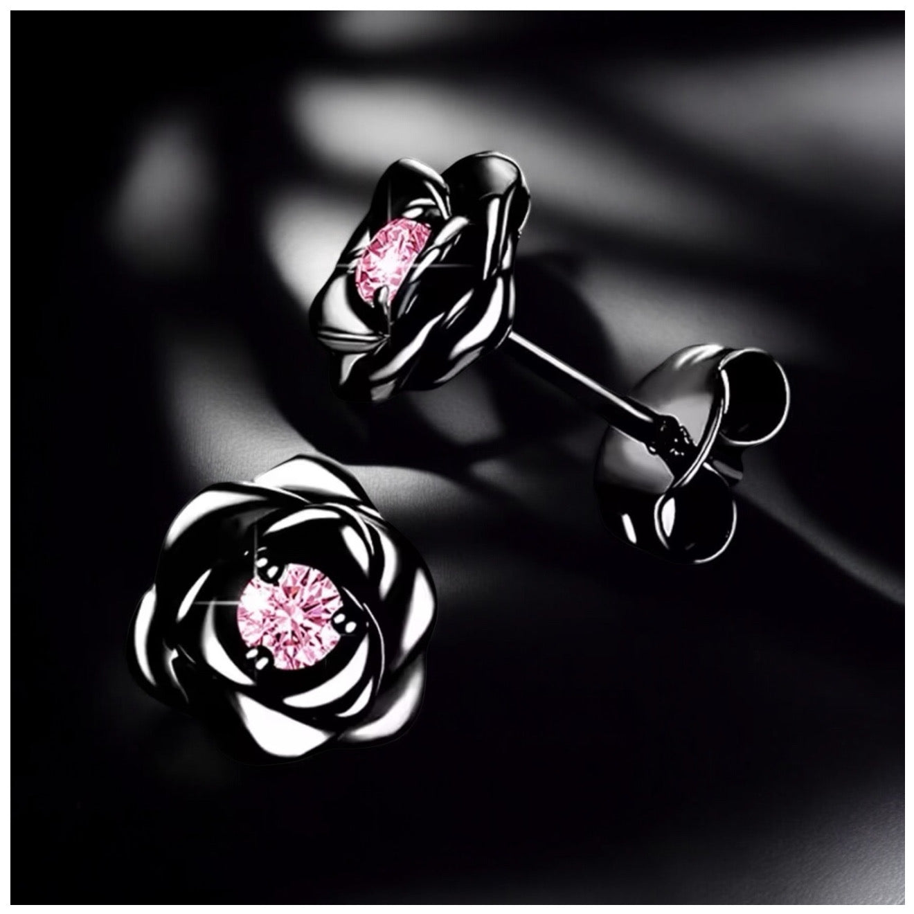 ICED OUT "BLACK/PINK ROSE" OHRRINGE - ICERAIN JEWELRY