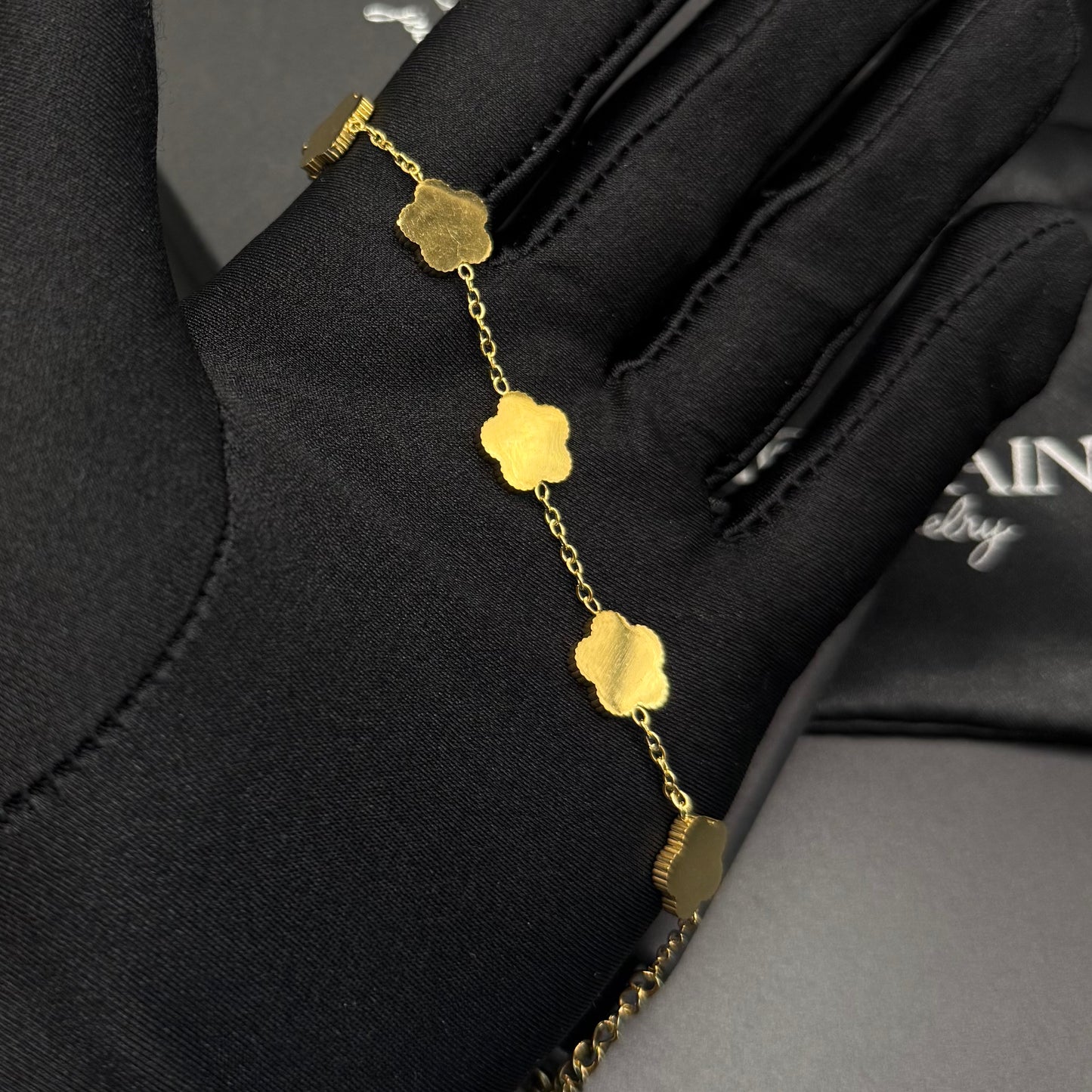 SALE | EDELSTAHL "GOLD/BLUE CLOVER" ARMBAND - ICERAIN JEWELRY