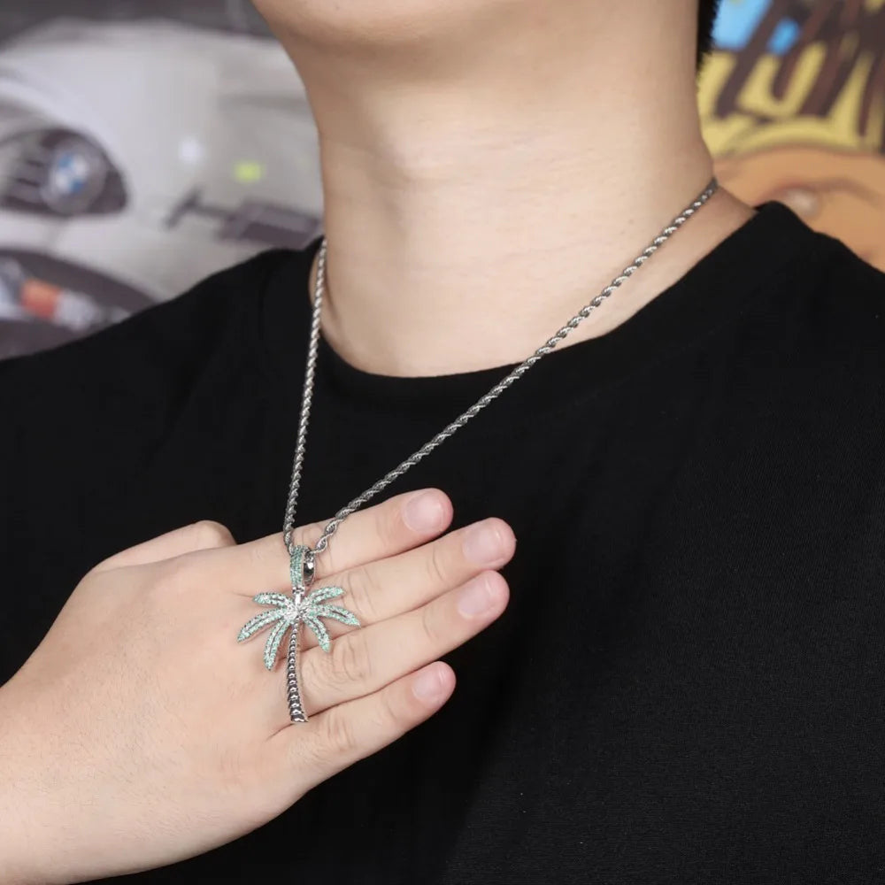 ICED OUT "SILVER PALM" KETTE - ICERAIN JEWELRY