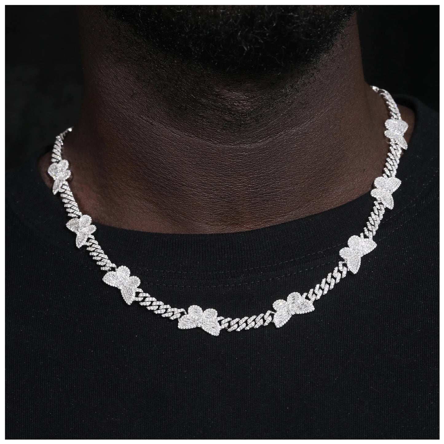 ICED OUT MOISSANITE "BUTTERFLY" WEISSGOLD 925S SILVER KETTE - ICERAIN JEWELRY