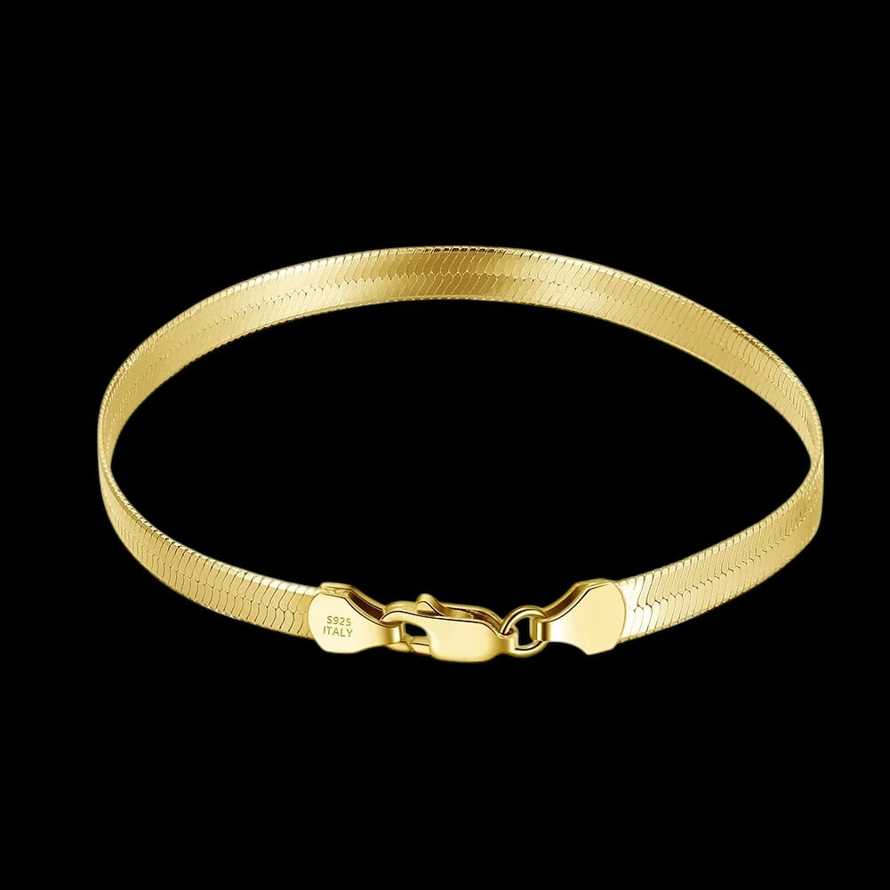 925S SILVER 18K GOLD "HERRINGBONE" ARMBAND - ICERAIN JEWELRY