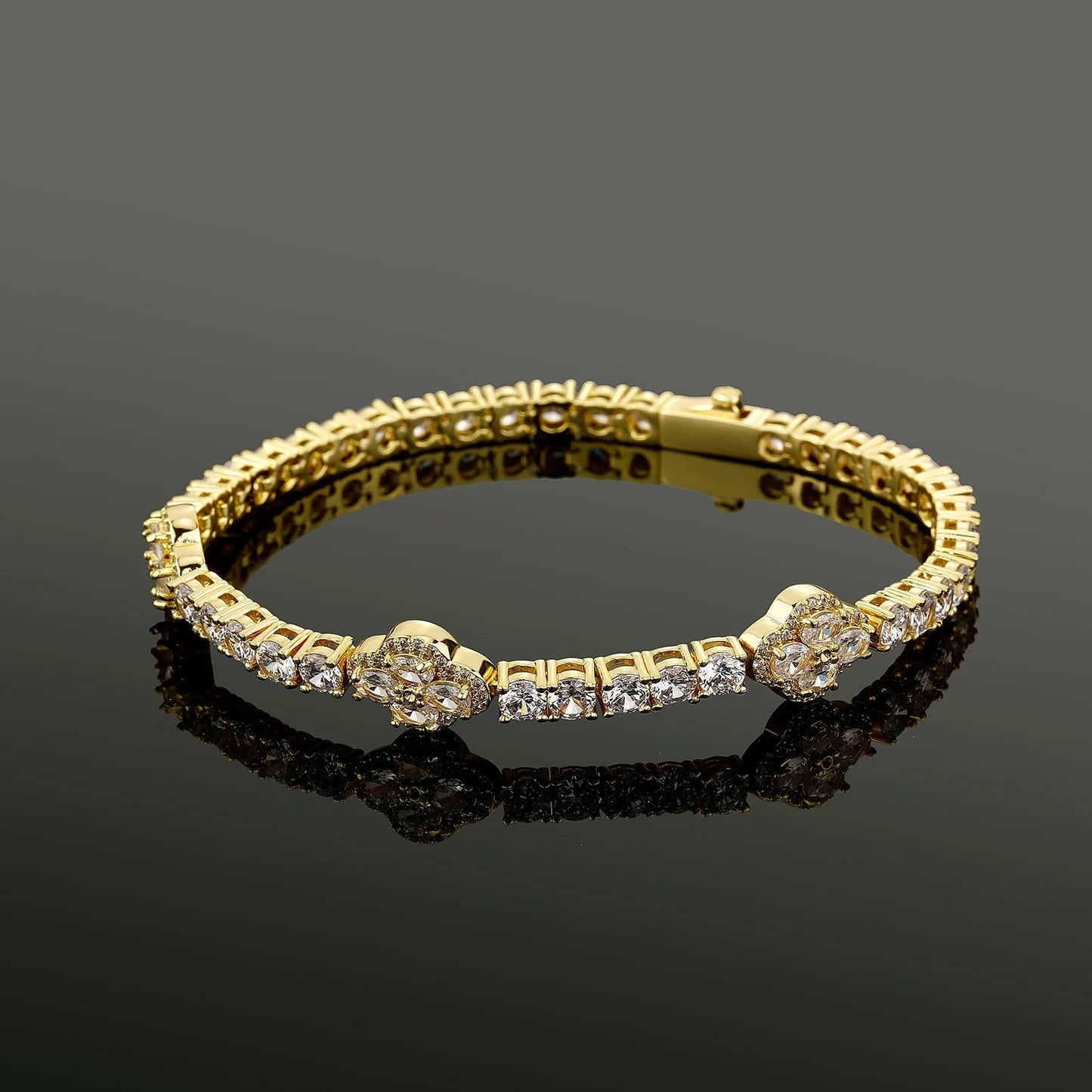 ICED OUT 4MM "GOLD CLOVER TENNIS V2" ARMBAND