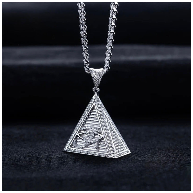 ICED OUT MOISSANITE "PYRAMID EYE" WEISSGOLD 925S SILVER KETTE - ICERAIN JEWELRY