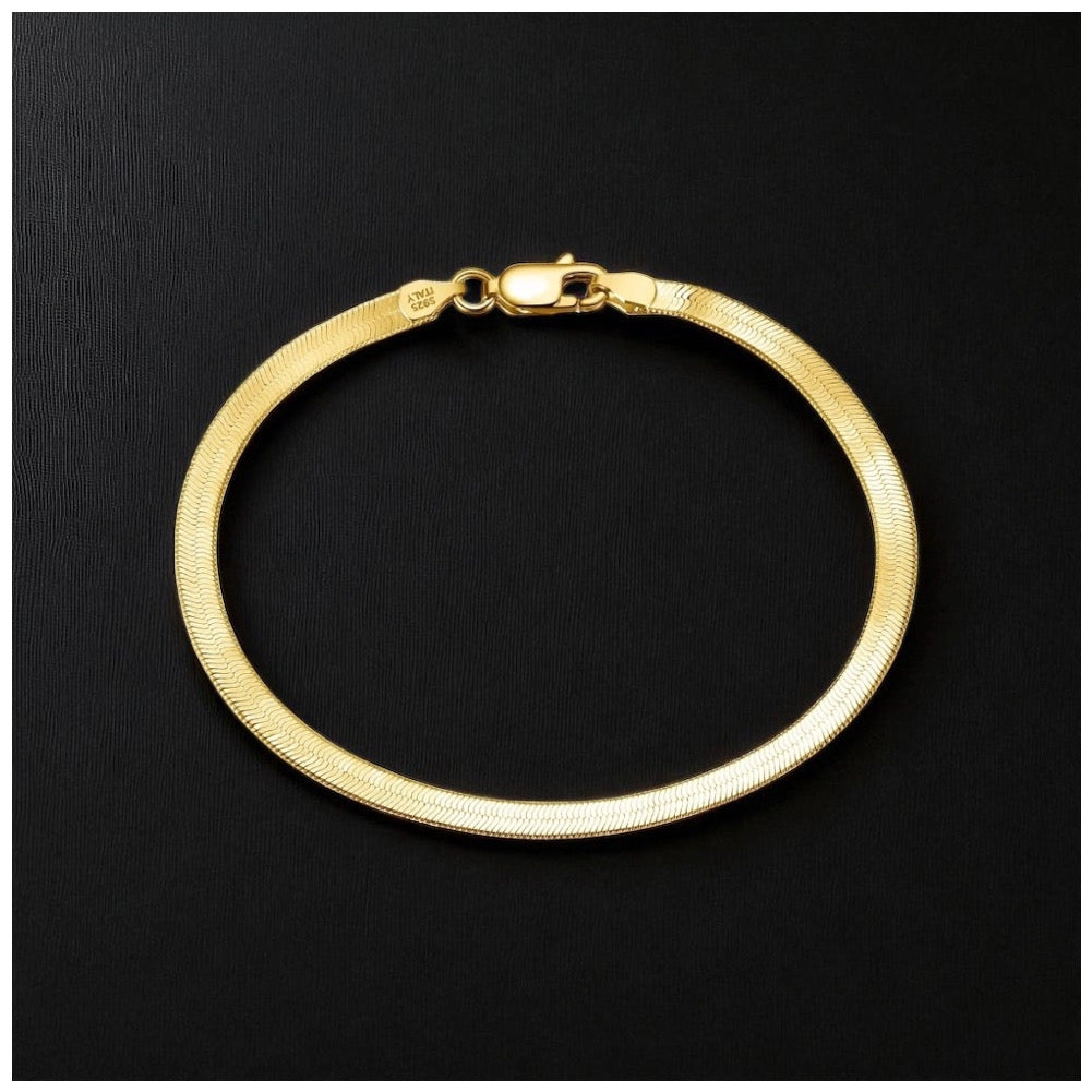 925S SILVER 18K GOLD "HERRINGBONE" ARMBAND - ICERAIN JEWELRY