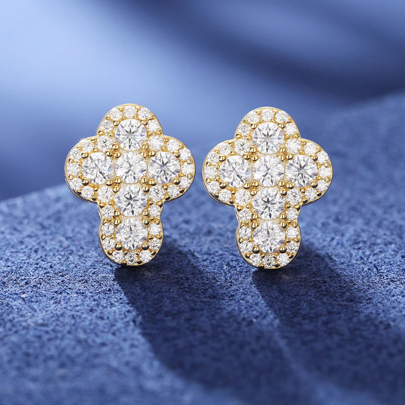 ICED OUT MOISSANITE "CROSS V5" WEISSGOLD 925S SILVER OHRRINGE - ICERAIN JEWELRY