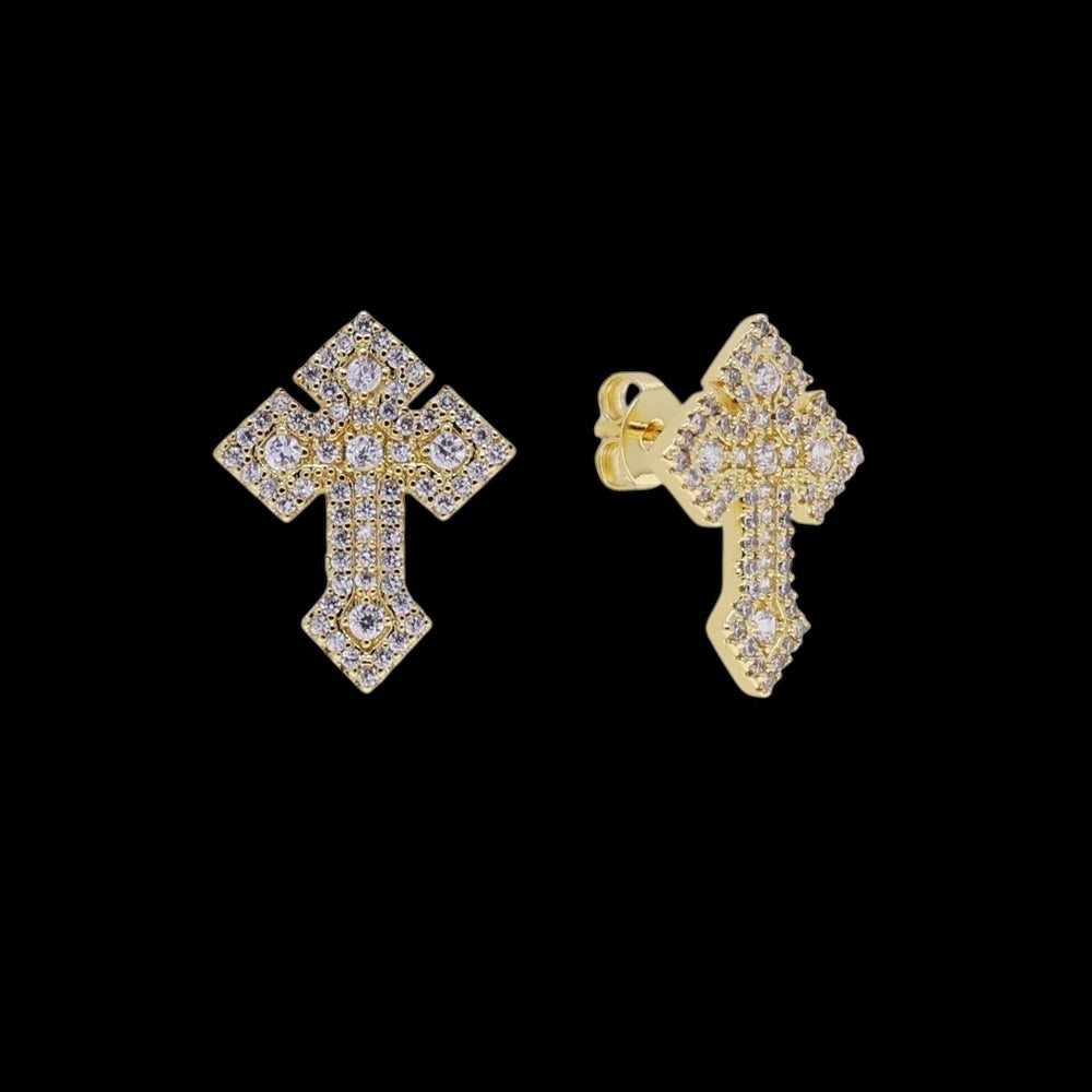 ICED OUT "CROSS V2" OHRRINGE - ICERAIN JEWELRY