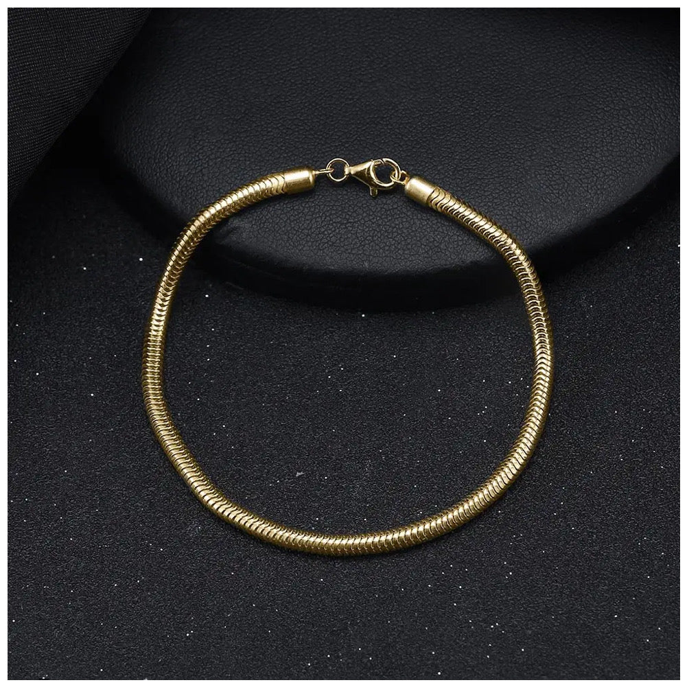 925S SILVER 18K GOLD 3MM "SNAKE" ARMBAND - ICERAIN JEWELRY