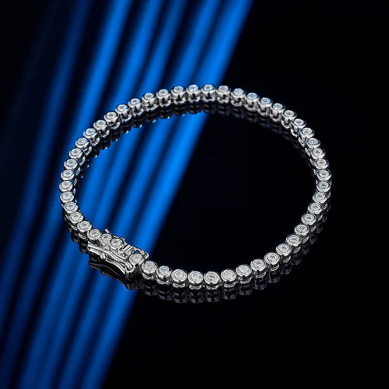 ICED OUT 2MM MOISSANITE "RONDARIO" WEISSGOLD 925S SILVER ARMBAND - ICERAIN JEWELRY