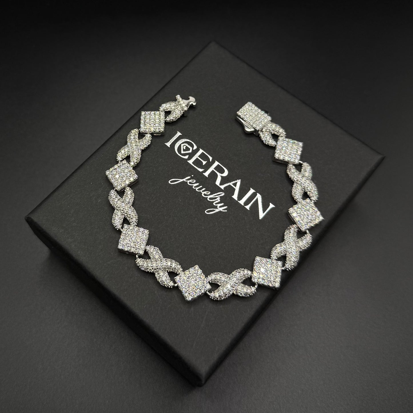 ICED OUT 11MM MOISSANITE "INFINITY SQUARE" WEISSGOLD 925S SILVER ARMBAND - ICERAIN JEWELRY