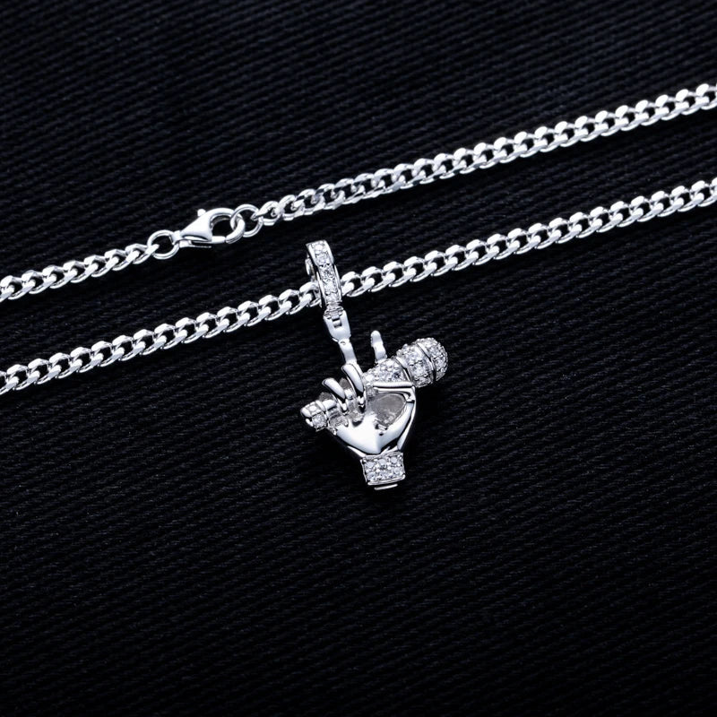 ICED OUT MOISSANITE "MIC DROP" WEISSGOLD 925S SILVER KETTE - ICERAIN JEWELRY