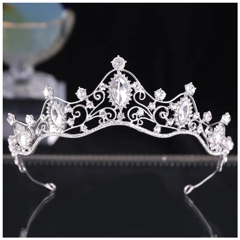 ICED OUT SILVER "ROYAL WHISPER" DIADEM/TIARA