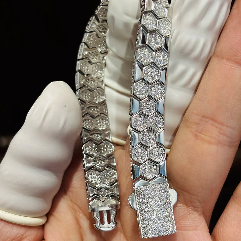 ICED OUT MOISSANITE "SOCCER" WEISSGOLD 925S SILVER ARMBAND - ICERAIN JEWELRY