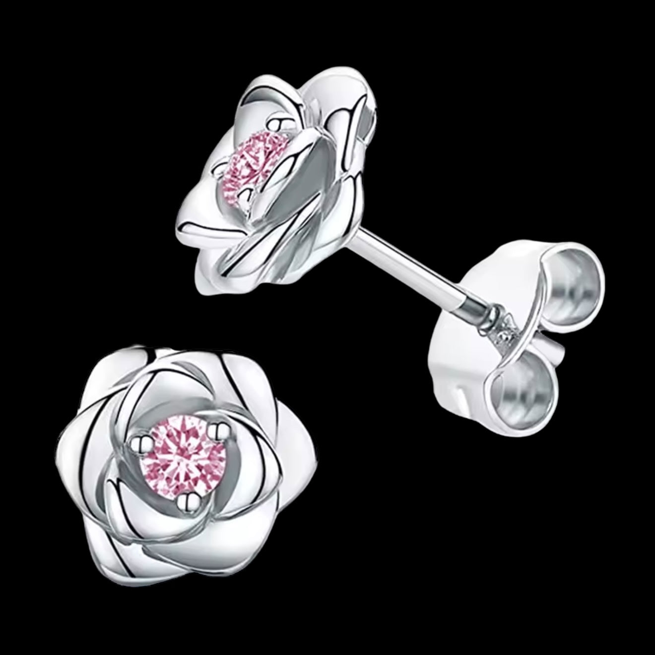 ICED OUT "SILVER/PINK ROSE" OHRRINGE - ICERAIN JEWELRY