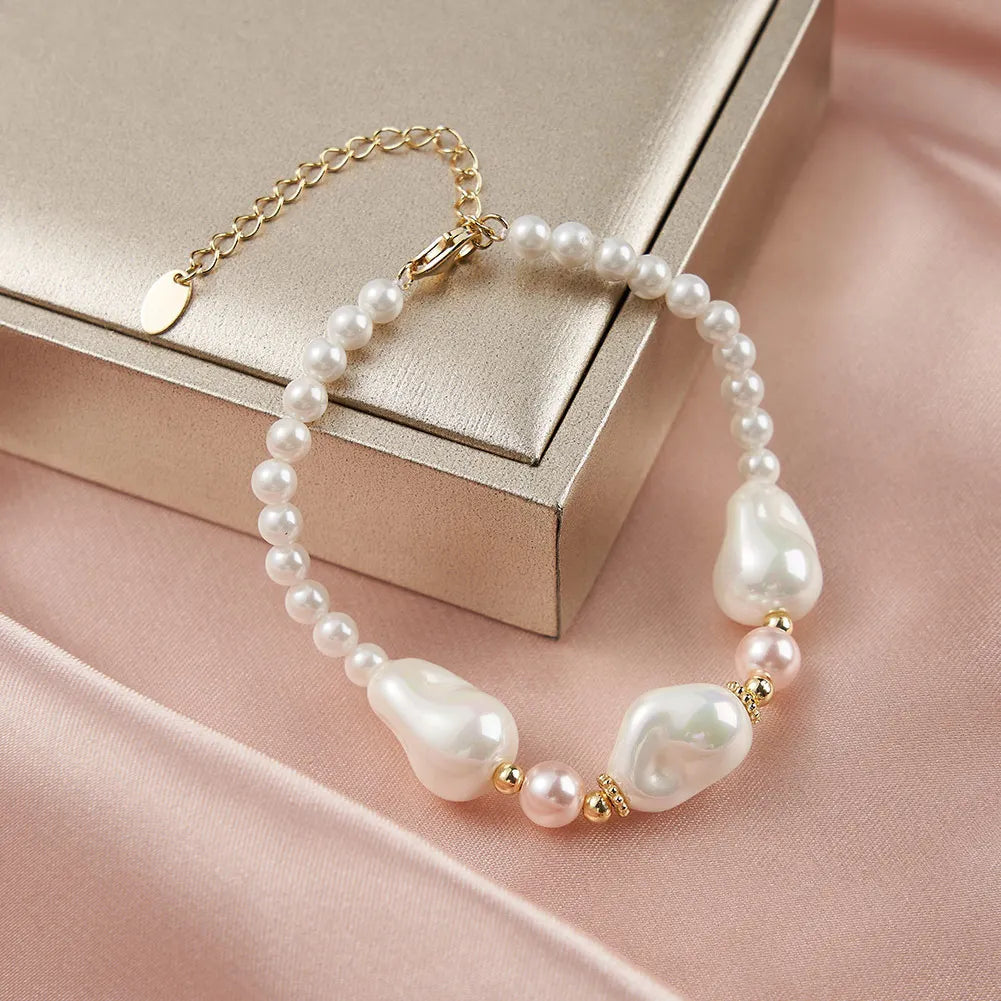925S SILVER 14K GOLD "BAROQUE PEARL MIX" ARMBAND - ICERAIN JEWELRY